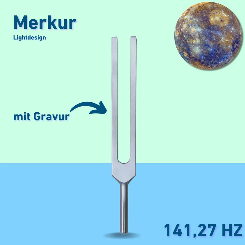 Gravur: Stimmgabel Merkur Lightdesign 141,27 HZ | Art.-Nr. 141/Alu-Gravur