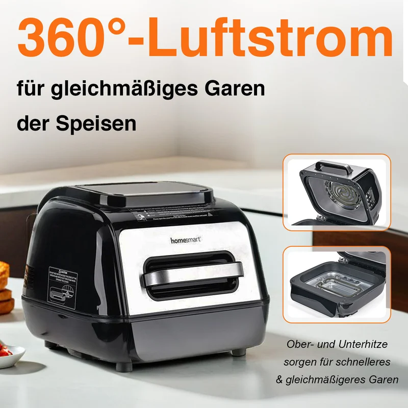 HOMESMART Foodi Steam Grill Air-Fryer, Multifunktion, 6L Kapazität