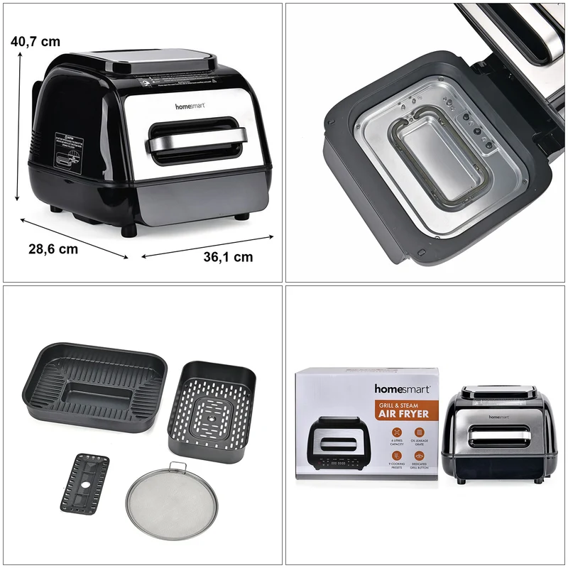 HOMESMART Foodi Steam Grill Air-Fryer, Multifunktion, 6L Kapazität