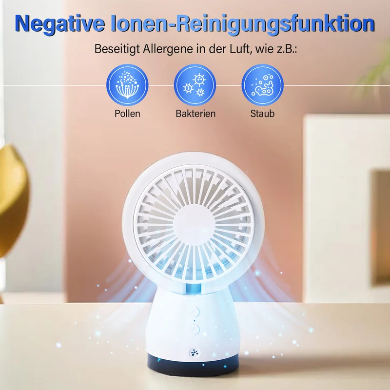 2 in 1: Ventilator mit Ionizer und abnehmbarer HEPA Filter, 3 Geschwindigkeiten, Weiß
