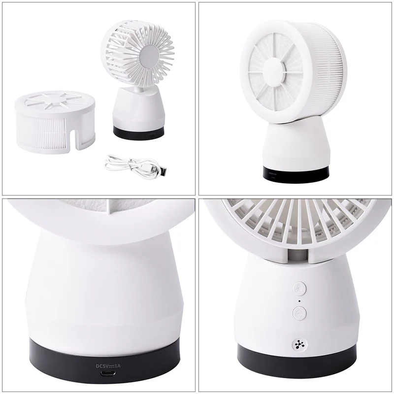 2 in 1: Ventilator mit Ionizer und abnehmbarer HEPA Filter, 3 Geschwindigkeiten, Weiß