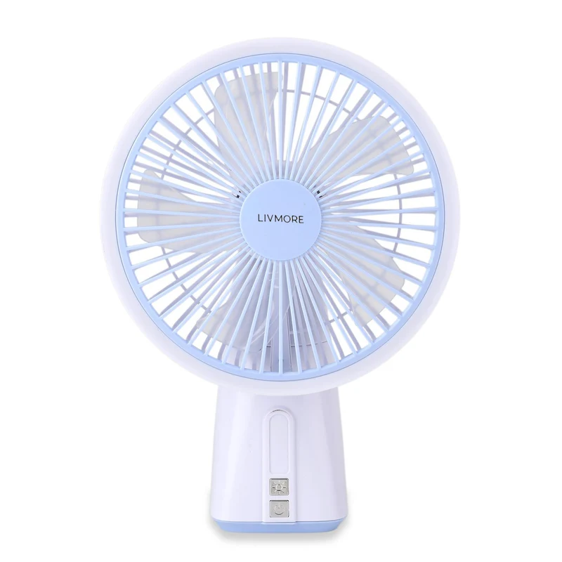 LIVMORE Akku Ventilator, oszillierend, 7 Zoll, Weiß
