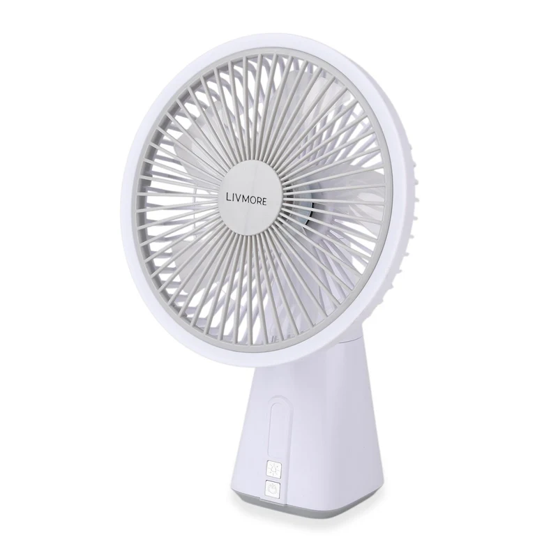LIVMORE Akku Ventilator, oszillierend, 7 Zoll, Weiß