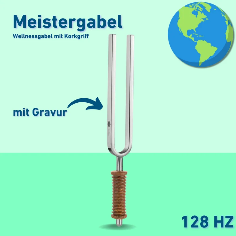Gravur: Stimmgabel Meistergabel Wellness mit Korkgriff 128 Hz | Art.-Nr. 220011 + Gravur