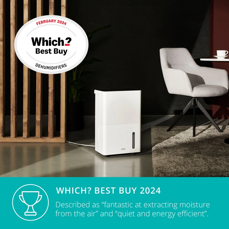 Duux Bora Smart Air Dehumidifier Wi-Fi Enabled Refrigerant With Laundry Mode 20L/Day
