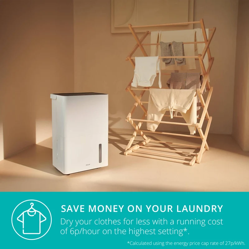 Duux Bora Smart Air Dehumidifier Wi-Fi Enabled Refrigerant With Laundry Mode 20L/Day