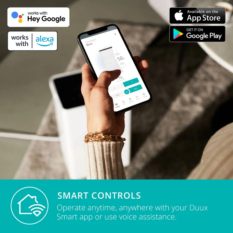 Duux Bora Smart Air Dehumidifier Wi-Fi Enabled Refrigerant With Laundry Mode 20L/Day
