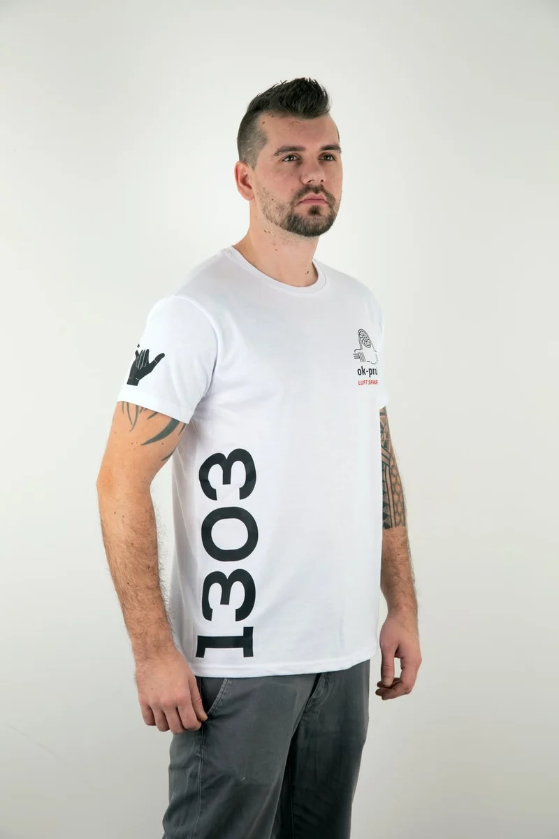 T-Shirt ok-products weiß Luft spart Wasser 1303