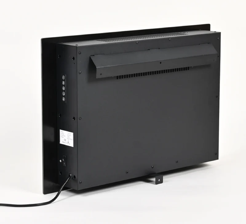 Elektrischer Wandkamin-Heizlüfter, Schwarz - Fernbedienung, 3D-Flammeneffekt, 5 LED-Farben, einstellbare Temperatur, Timer Überhitzungsschutz, langlebiges Metallgehäuse, 66 x 10 x 44 cm