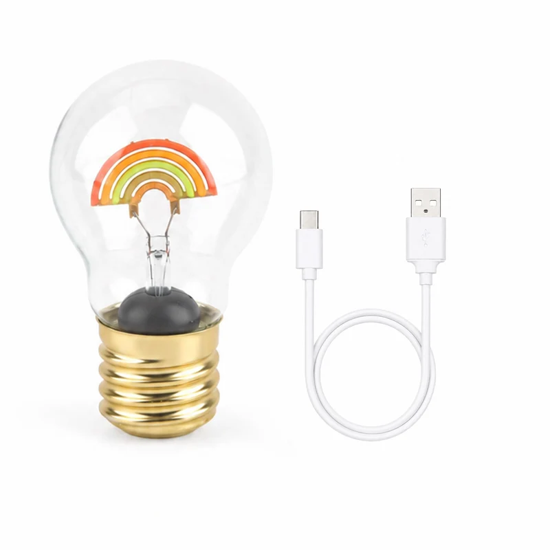 LIVMORE LED-Dekoleuchte in Glühbirnenform mit Herzmotiv, USB-C-aufladbar, 6,5x12cm, Rosa