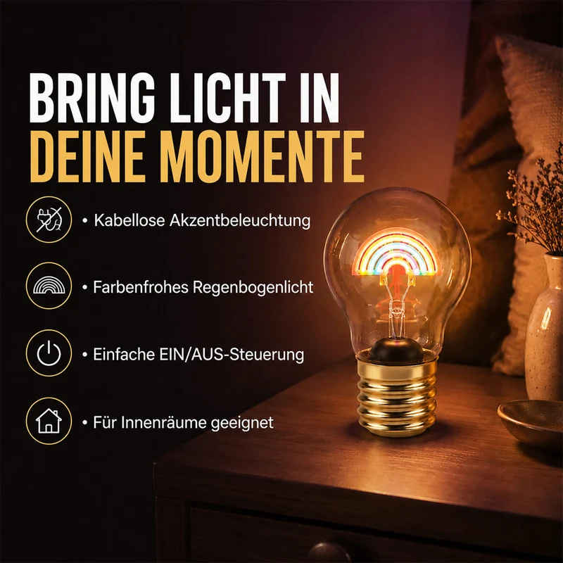 LIVMORE LED-Dekoleuchte in Glühbirnenform mit Herzmotiv, USB-C-aufladbar, 6,5x12cm, Rosa