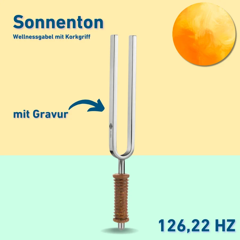 Gravur: Stimmgabel Sonnenton Wellness mit Korkgriff 126,22 Hz | Art.-Nr. 220009+Gravur