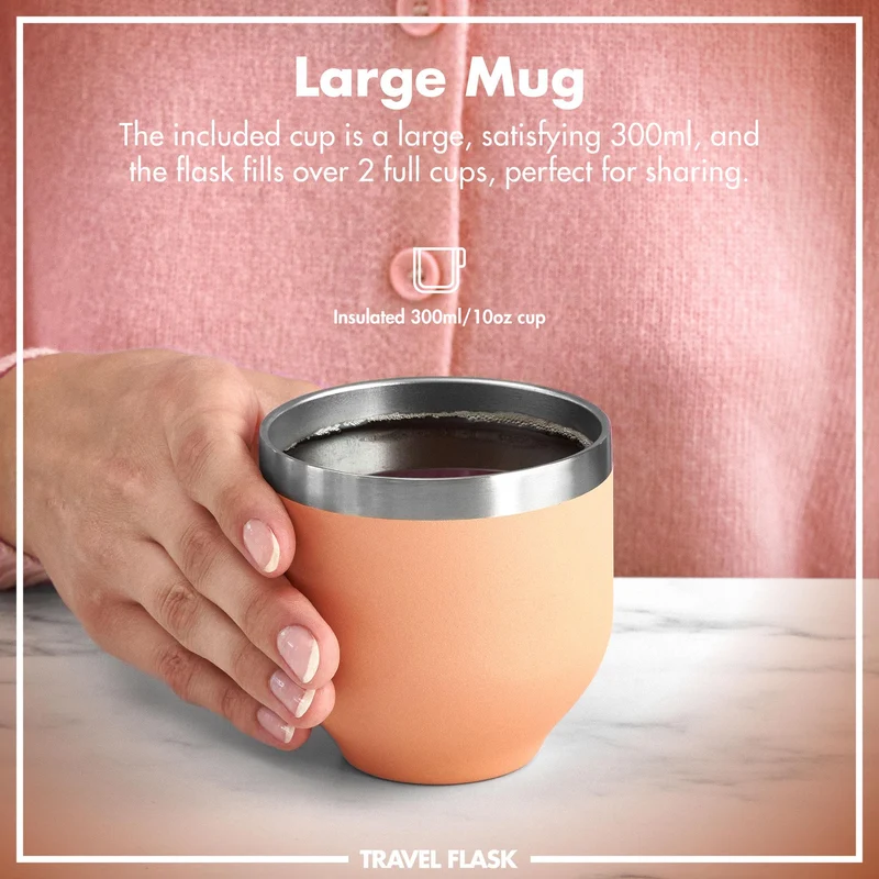 ION8 Luma Vacuum Insulated, Flask & Mug, Coral, 700ml (24oz)