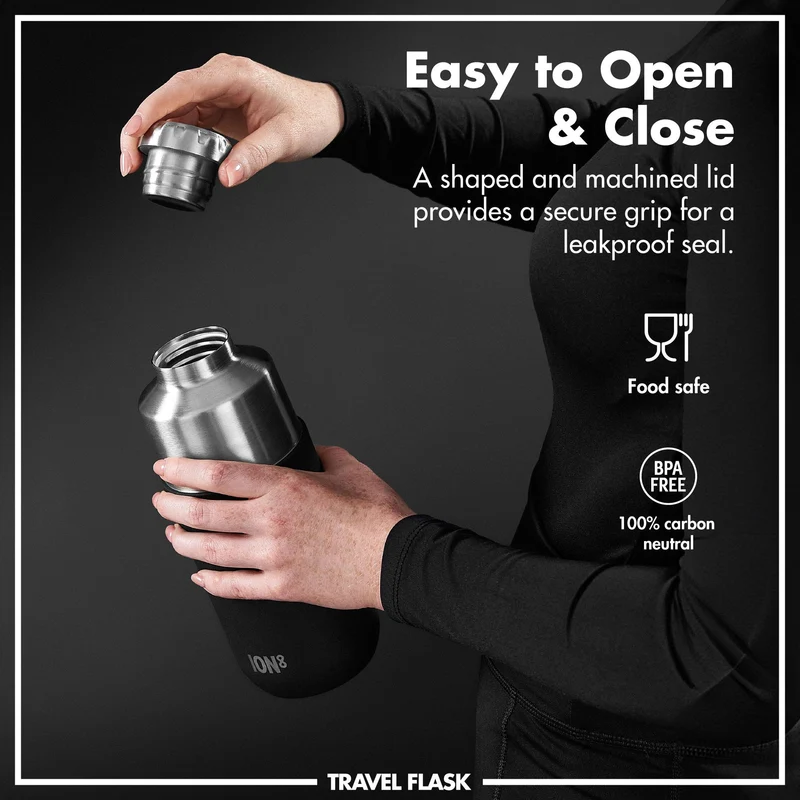 ION8 Luma Vacuum Insulated, Flask & Mug, Black, 700ml (24oz)