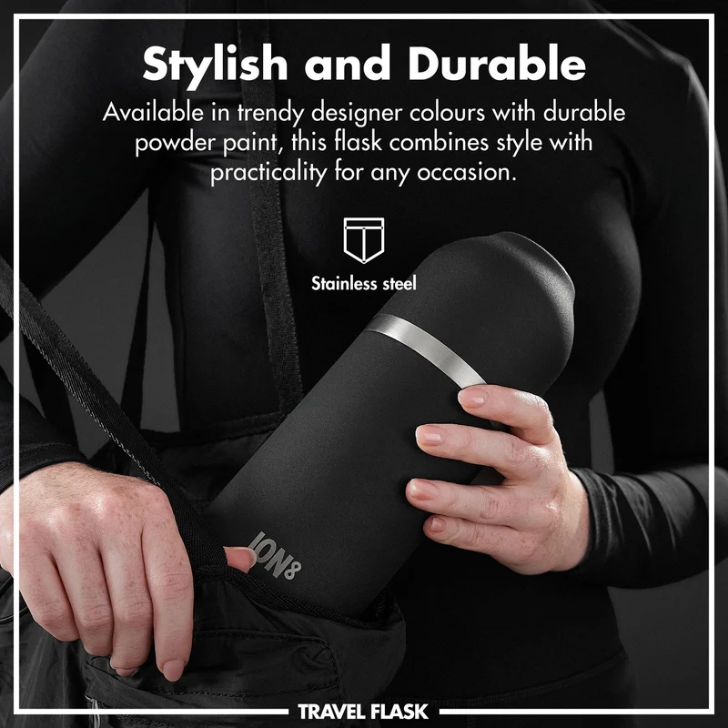ION8 Luma Vacuum Insulated, Flask & Mug, Black, 700ml (24oz)