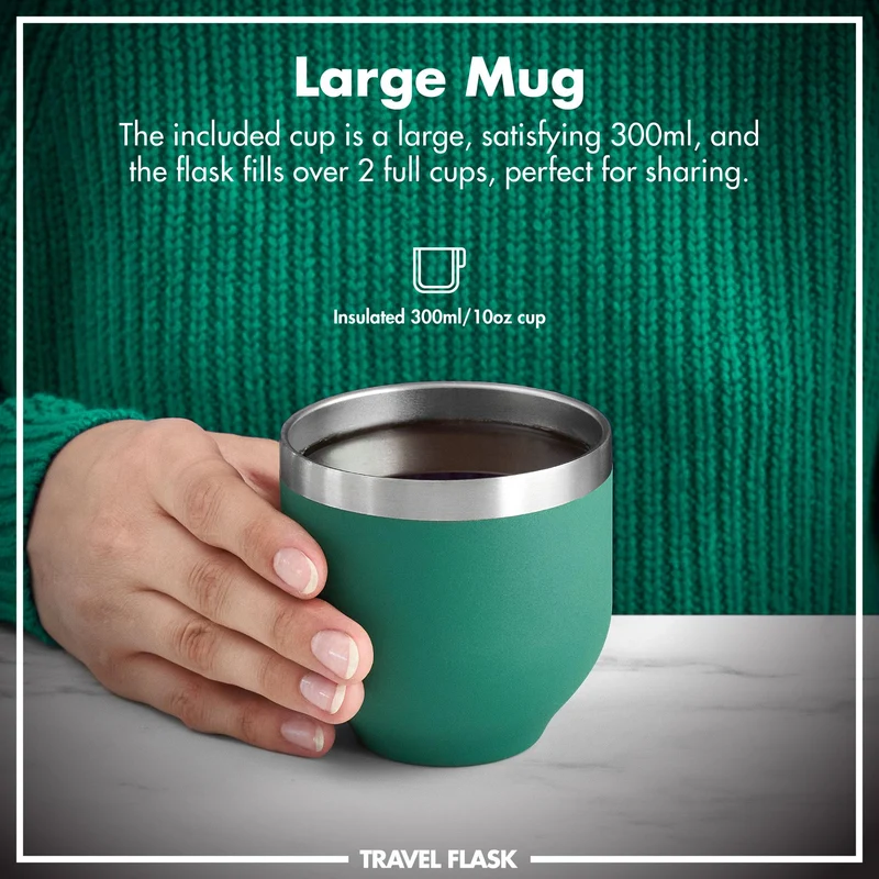 ION8 Luma Vacuum Insulated, Flask & Mug, Green, 700ml (24oz)