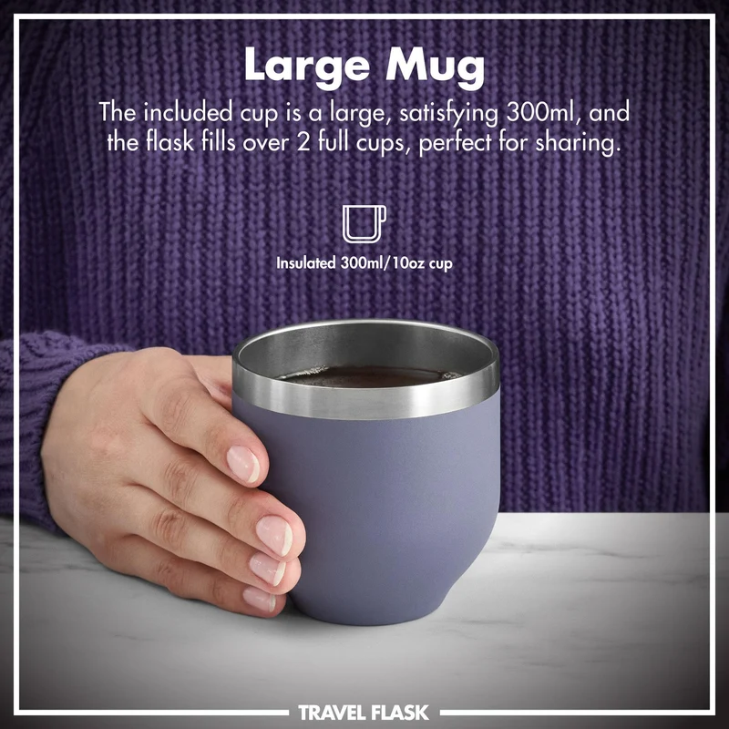 ION8 Luma Vacuum Insulated, Flask & Mug, Purple, 700ml (24oz)