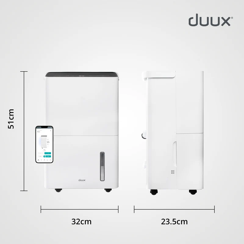 Duux Bora Smart Air Dehumidifier Wi-Fi Enabled Refrigerant With Laundry Mode 30L/Day