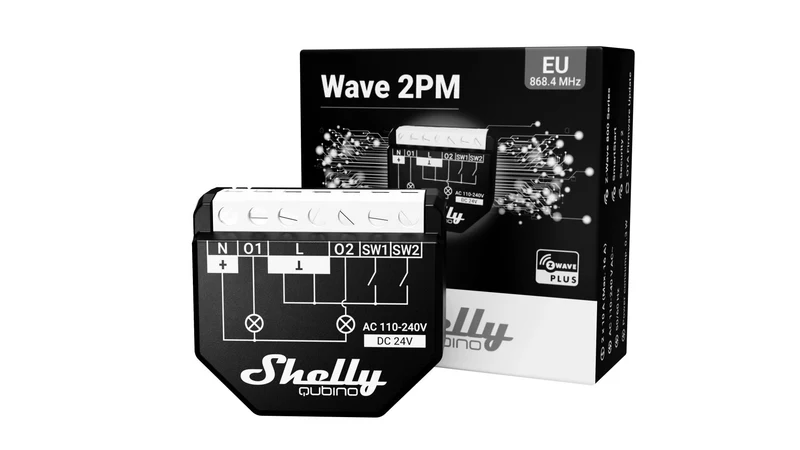 Shelly Qubino Wave 2PM - Relais - Z-Wave - Smart Home - Kompatibel mit Z-Wave Smart Home Produkten