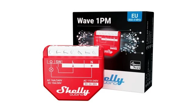 Shelly Qubino Wave 1PM - Relais - Z-Wave - Smart Home - Kompatibel mit Z-Wave Smart Home Produkten