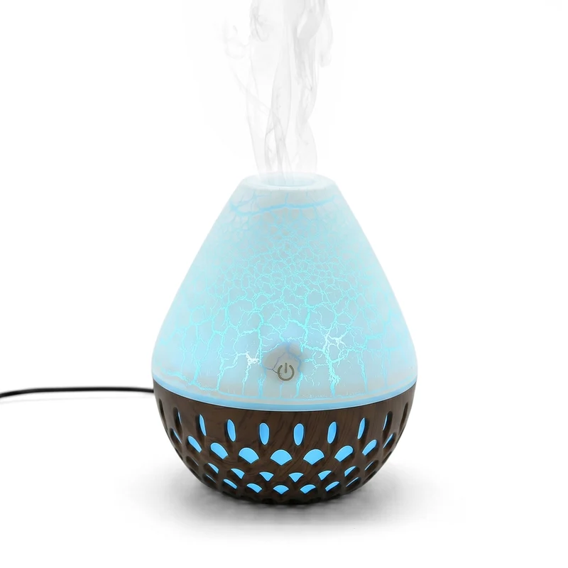 LIVMORE Vulcano Luftbefeuchter und Aromadiffusor mit 7 ätherischen Ölen, LED Farbwechsel, 200ml, Kaffee