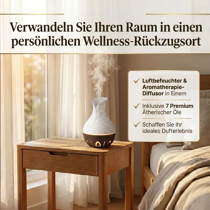 LIVMORE Luftbefeuchter und Aromadiffusor mit 7 ätherischen Ölen, LED Farbwechsel, 200 ml, Kaffee