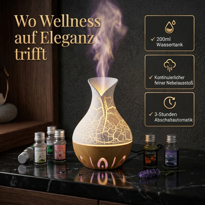 LIVMORE Luftbefeuchter und Aromadiffusor mit 7 ätherischen Ölen, LED Farbwechsel, 200 ml, Kaffee