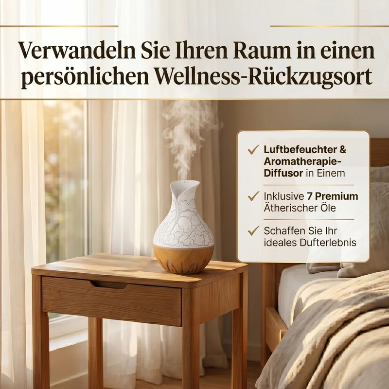 LIVMORE Luftbefeuchter und Aromadiffusor mit 7 ätherischen Ölen, LED Farbwechsel, 200 ml, Kaffee