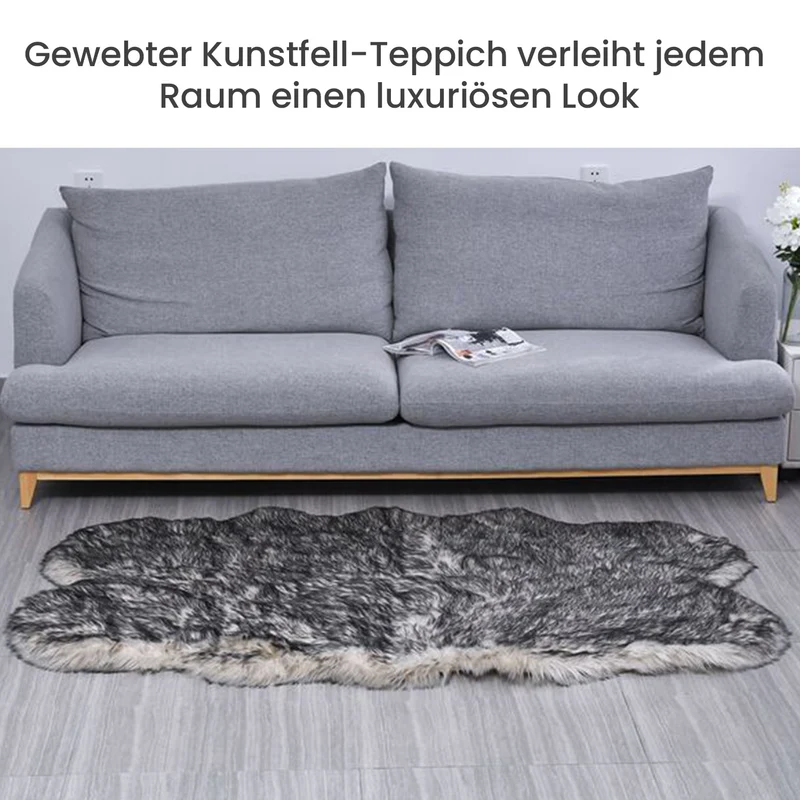 Seidenweicher, gewebter Kunstfellteppich, 180x100 cm, grau