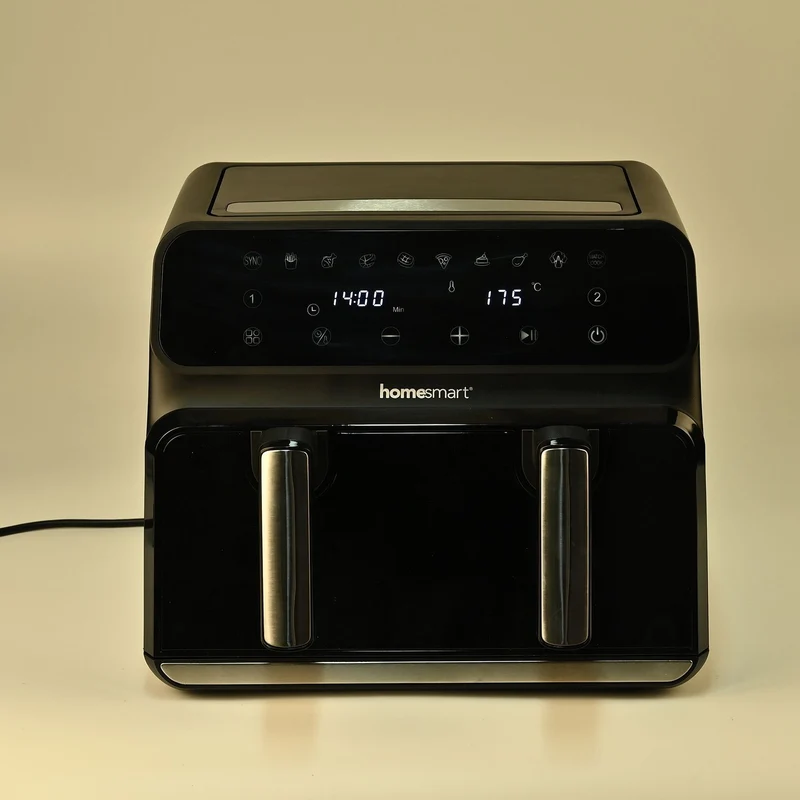 Heißluftfritteuse Deluxe: 8,5L Kapazität, 1700W, Touch-Display und Dual-Korb-System, schwarz