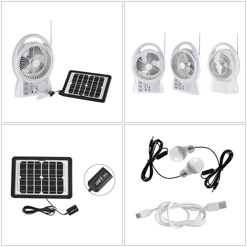 Tragbarer Mini-Solarventilator, Eingebauter 5500MAH Lithium-Akku, weiß