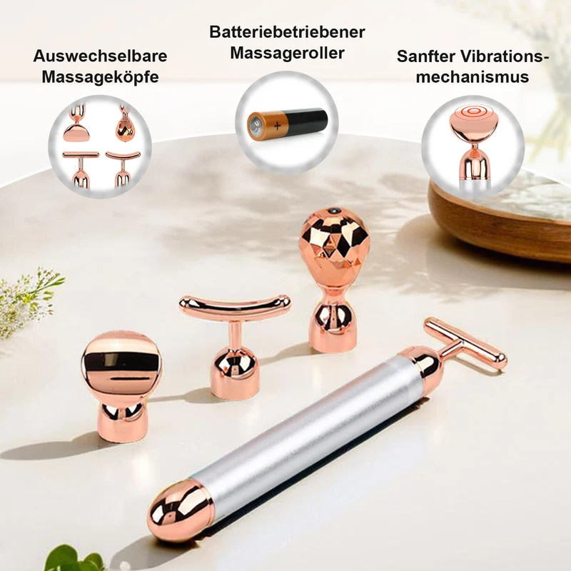 4-in-1 Beauty Bar Gesichtsmassagegerät - Größe: 15x3.8cm, weiß