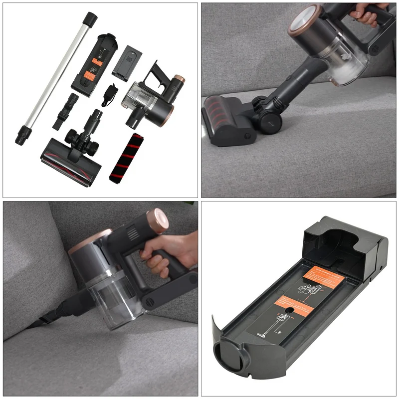 Allzweckschnurloser Staubsauger mit HEPA-Filter und Zubehör, 2000mAh wiederaufladbare Batterie, 25,5 x 24,5 x 114,3 cm, Gewicht 2,30kg