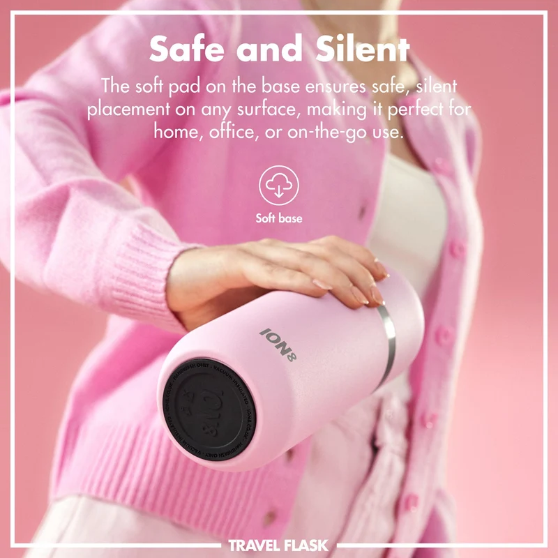 ION8 Luma Vacuum Insulated, Flask & Mug, Rose Quartz, 700ml (24oz)