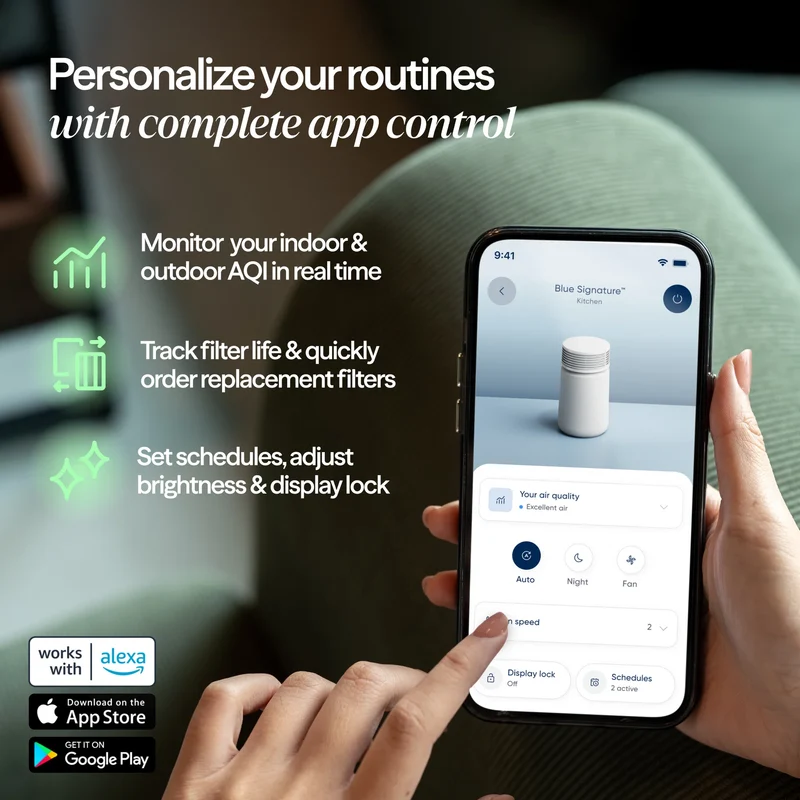 Blueair Blue Signature™ Small Dark Air Purifier With HEPASilent™ Technology