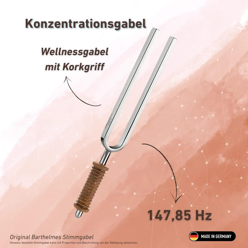 Konzentrationsgabel (Fokus) Wellness mit Korkgriff 147,85 HZ | Art.-Nr. KO 147-Konzentration/7-K
