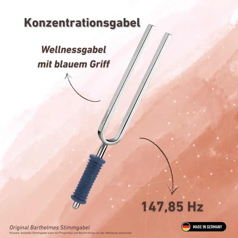 Konzentrationsgabel (Fokus) Wellness mit blauem Griff 147,85 HZ | Art.-Nr. KO 147-Konzentration/7-KB