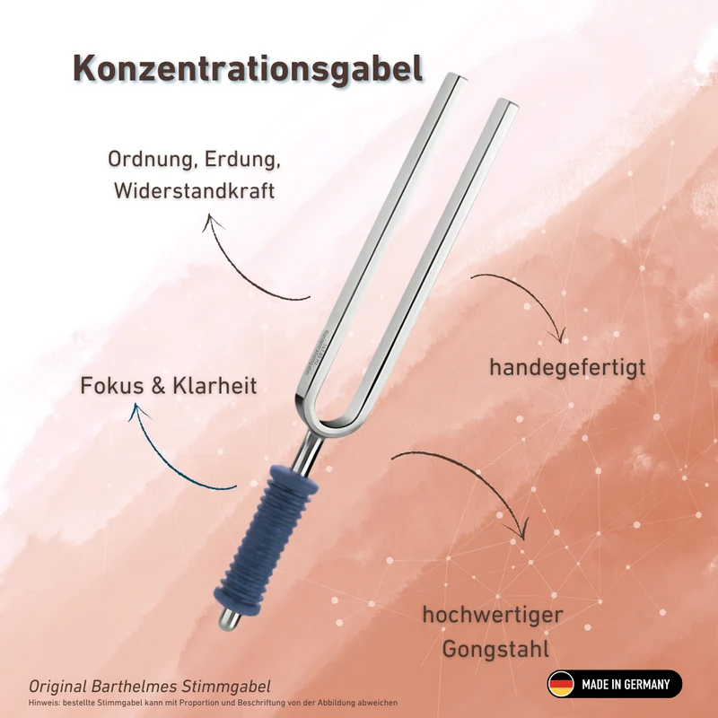 Konzentrationsgabel (Fokus) Wellness mit blauem Griff 147,85 HZ | Art.-Nr. KO 147-Konzentration/7-KB