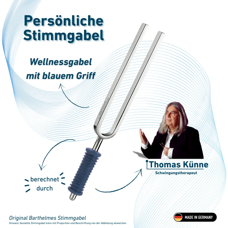 Persönliche Stimmgabel Wellness mit blauem Griff nach Thomas Künne | KO/7-PSG-BG
