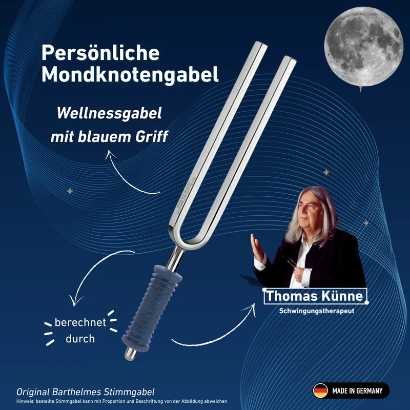 Persönliche Mondknotengabel mit blauem Griff nach Thomas Künne | KO/7-MKG-BG