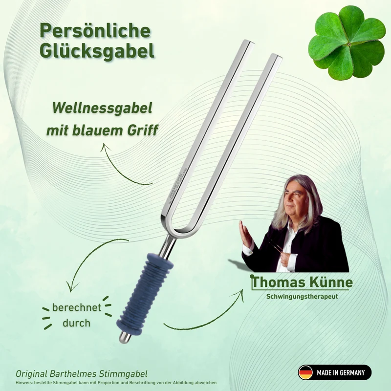 Persönliche Glücksgabel Wellness mit blauem Griff nach Thomas Künne| KO/7-GG-BG