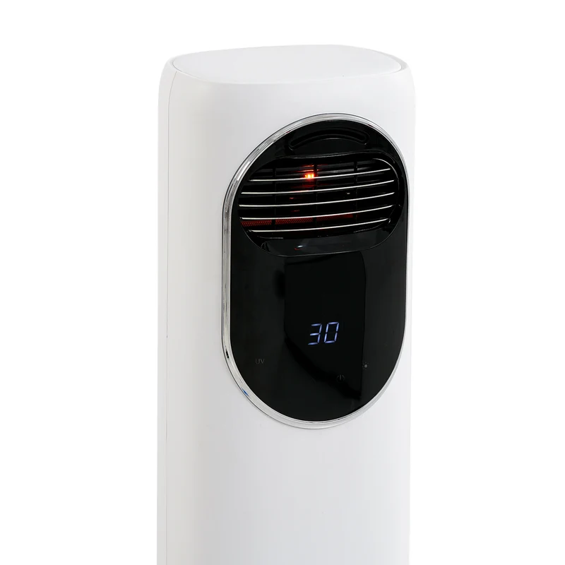 2200 Keramikheizlüfter mit Luftbefeuchter, flügelloser Ventilator, 120 Grad Oszillation, 3 Windstufen, 2 Heizstufen, UV Sterilisation, LED Licht, Fernbedienung, Weiß