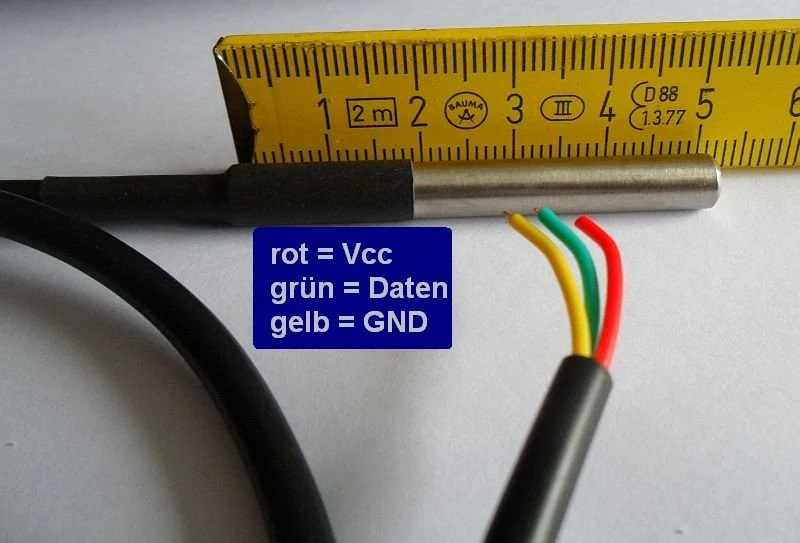 4duino externer Temperatursensor - DS18B20 - wasserdicht
