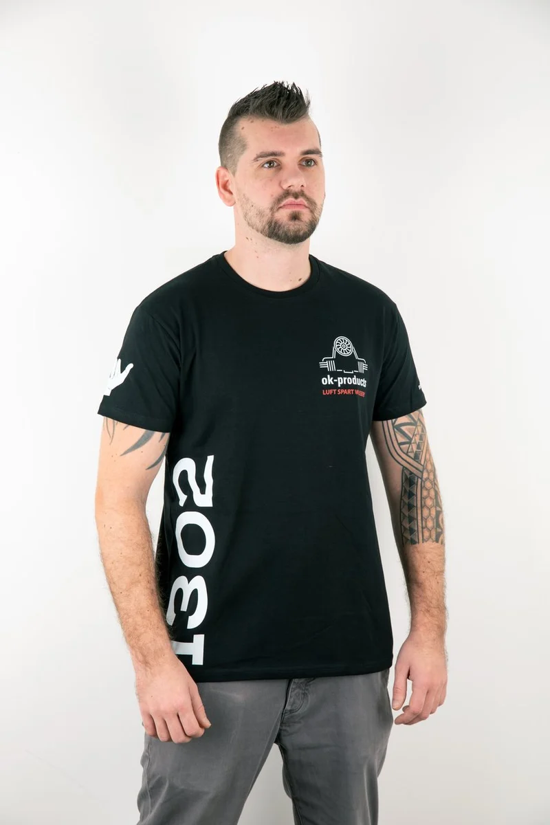 T-Shirt ok-products schwarz Luft spart Wasser 1302