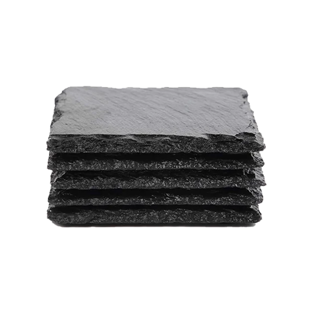 Schwarze quadratische Schiefer-Untersetzer 5pcs