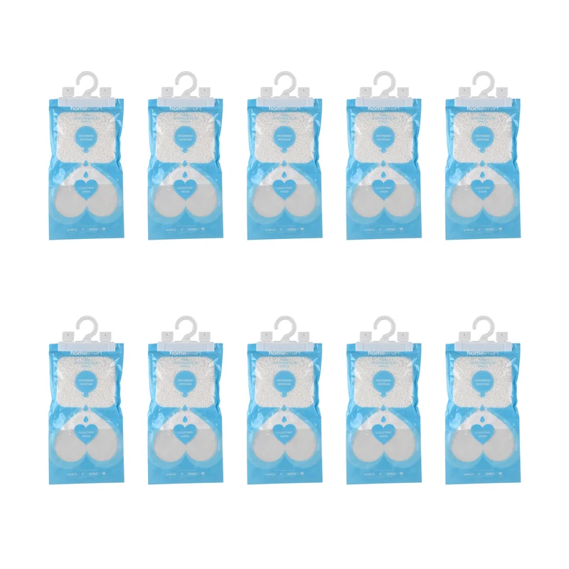HOME SMART - Hängender Luftentfeuchter Beutel Set 10 Stück, Lavendelduft, 220 g Calciumchlorid Feuchtigkeitsabsorber, für Kleiderschrank und Aufbewahrungsräume, 30 x 16 cm
