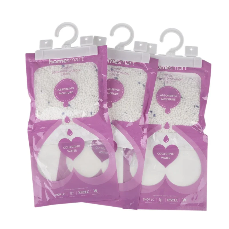 HOME SMART - Hängender Luftentfeuchter Beutel Set 10 Stück, Lavendelduft, 220 g Calciumchlorid Feuchtigkeitsabsorber, für Kleiderschrank und Aufbewahrungsräume, 30 x 16 cm