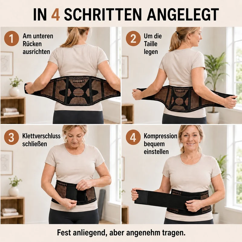 Kupferfaser Rücken und Taillen Gürtel Größe L Kompression Schwarz Kupfer(0-3 Werktage Lieferzeit)
