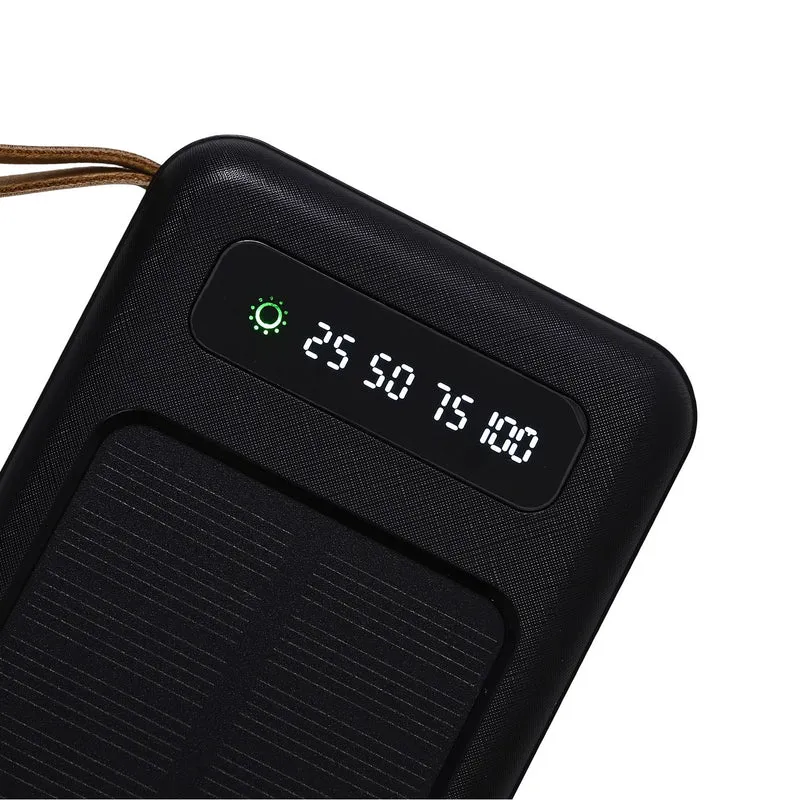 Powerbank mit 10.000 mAh, integrierter LED-Taschenlampe, 4 integrierten Kabeln und Handyhalterung, 14x7x2cm, Weiß