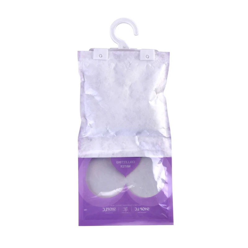 HOME SMART Hängende Luftentfeuchter Tasche 220g*10 1.N.W: 220g Calciumchlorid pro Tasche 2. Lavendel-Duft 3. Weißer oder blauer Haken+angepasster Innenbeutel (Tyvek)+leerer Außenbeutel